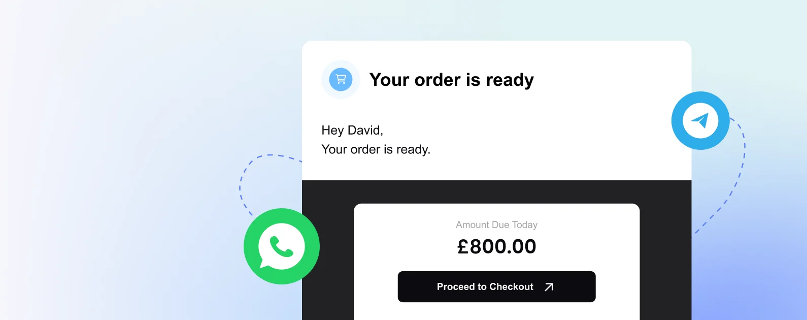 Send secure payment links by email, SMS, or messenger